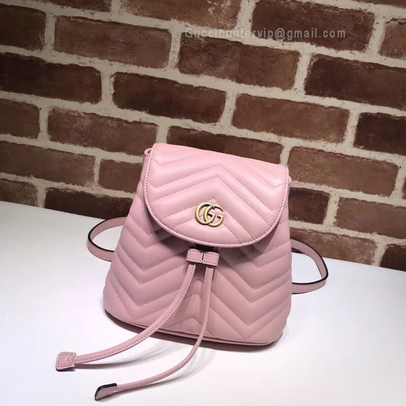 Gucci GG Marmont Matelassé Pink Backpack 528129